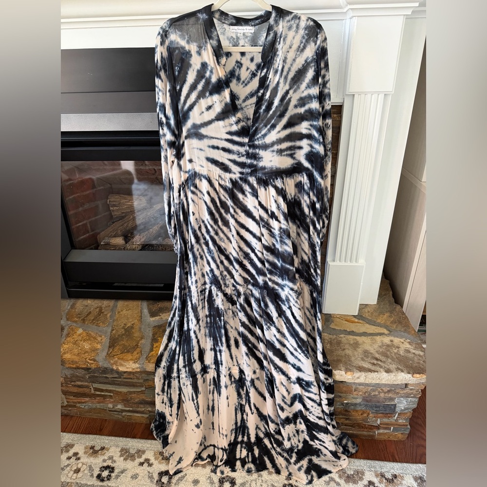 ON HOLD*** Young Fabulous & Broke Black and Cream Tie-Dye Dress - Picture 1 of 5